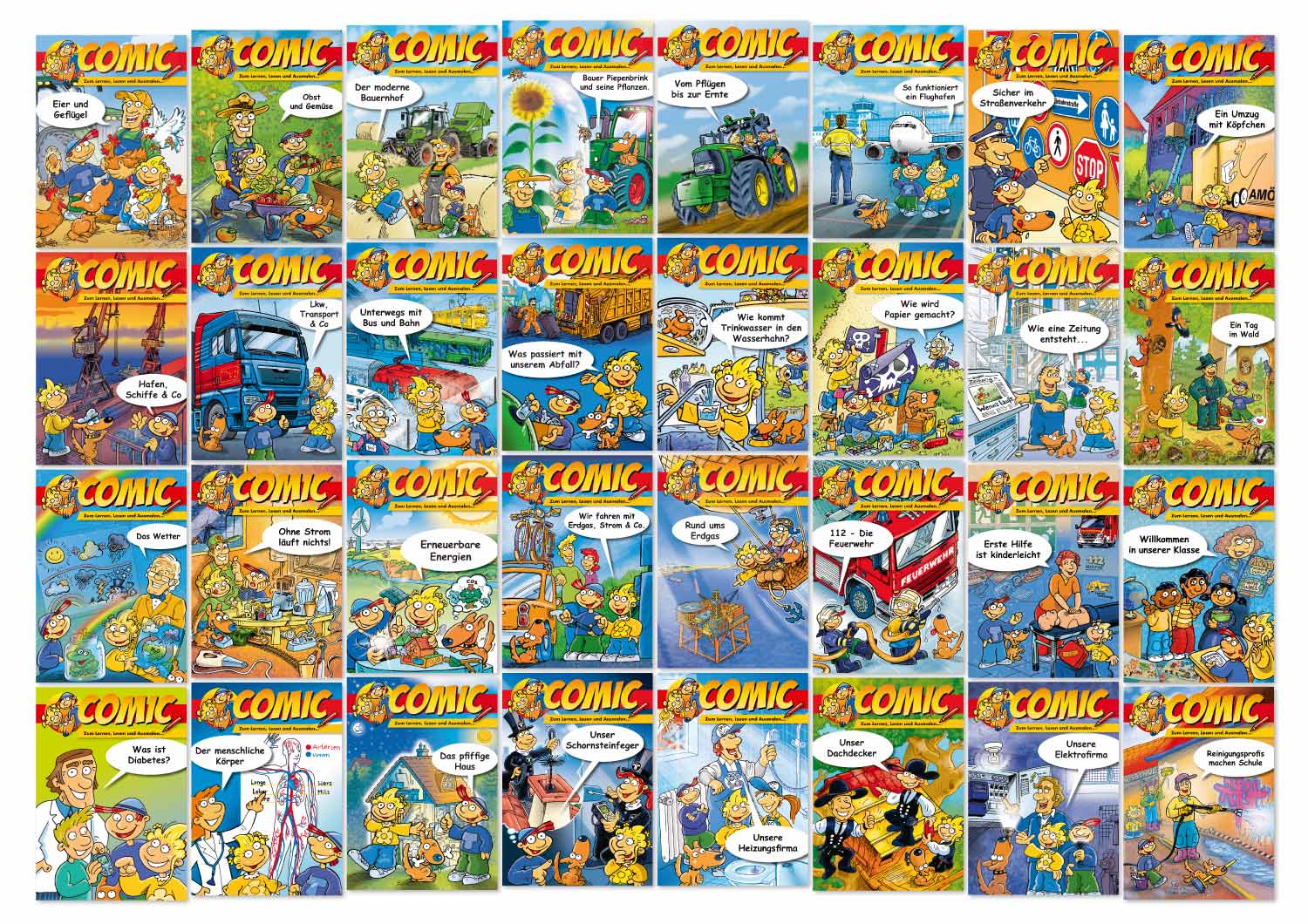 32 Comic-Malheft-Titel als Klassensatz