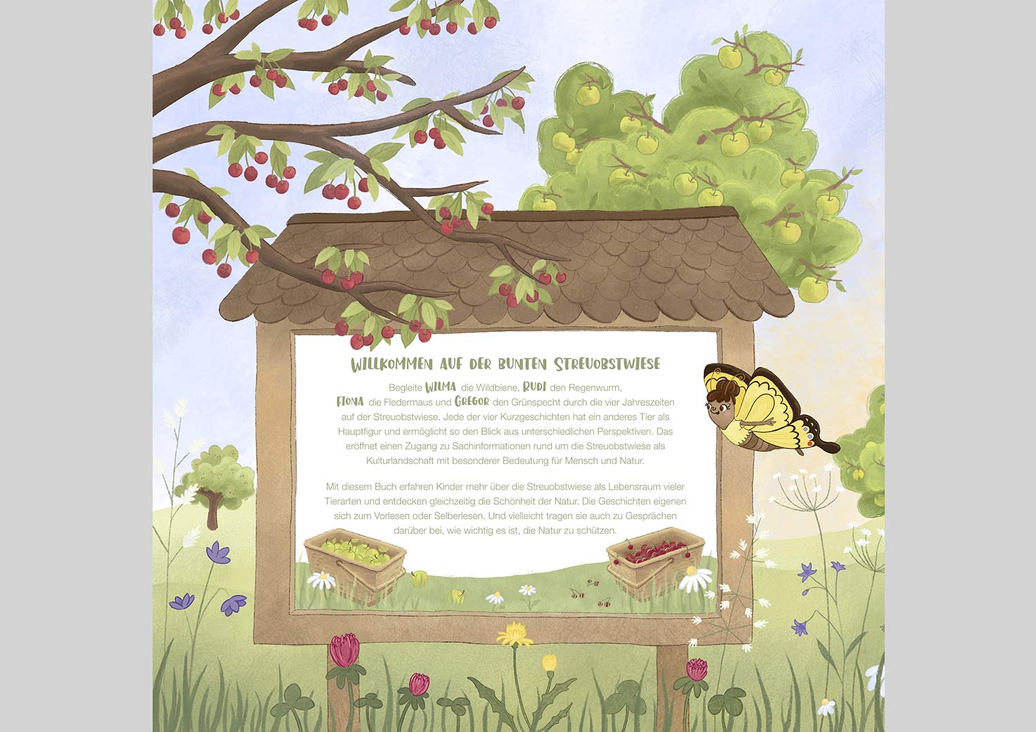 Bilderbuchbroschüre "Ein Jahr auf der Streuobstwiese": Rückseite