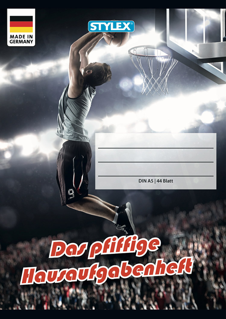 Das pfiffige Hausaufgabenheft, Umschlagmotiv Version 2: Basketballer